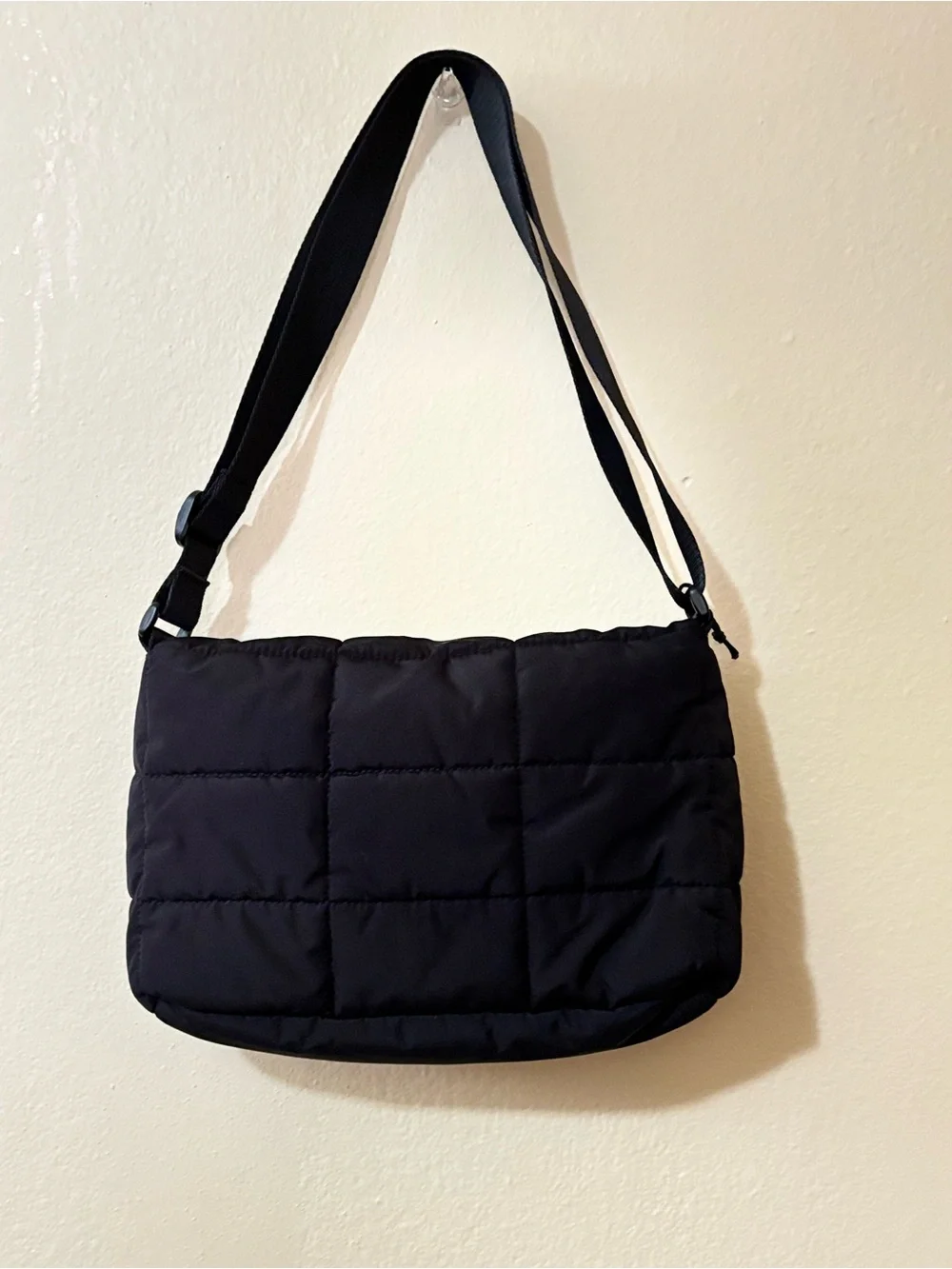 adidas Black Quilted Messenger Bag with Adjustable Strap